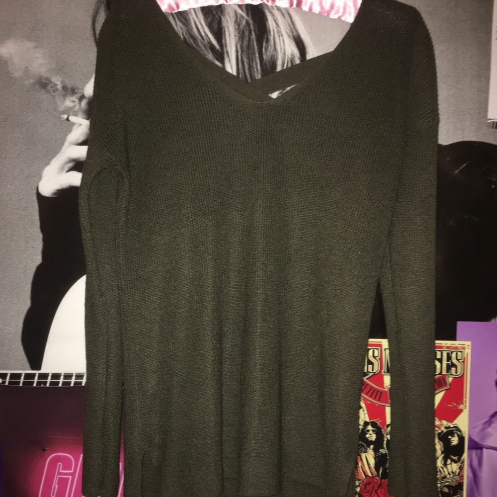 Open lace up back sweater